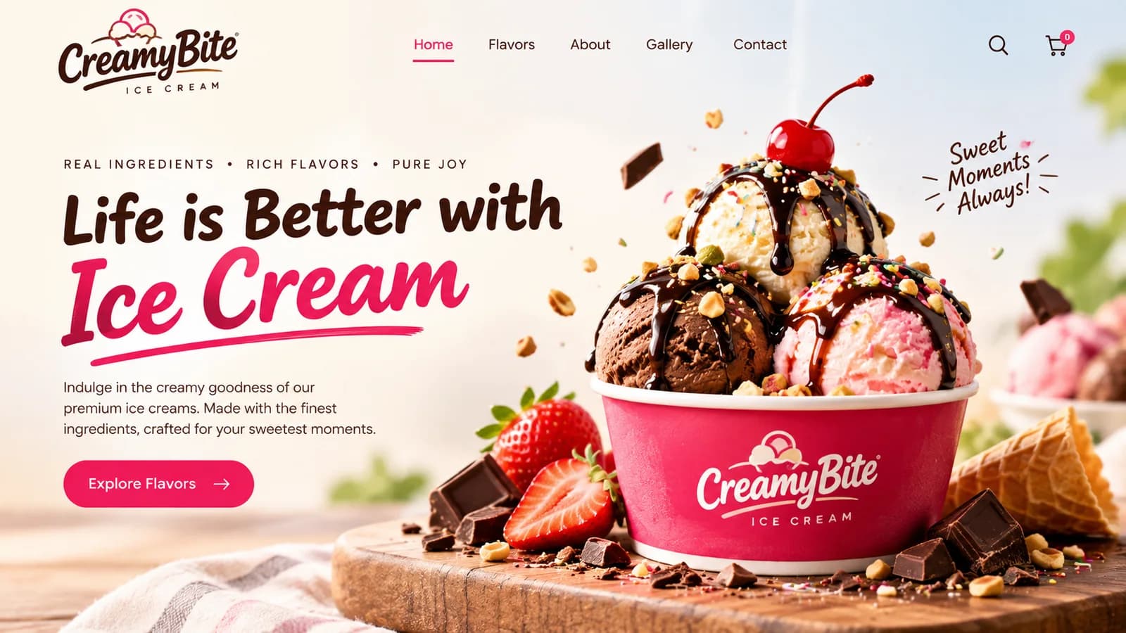 CreamyBite ice cream website by Draxz