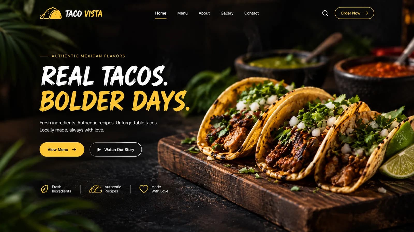 Taco Vista restaurant website by Draxz